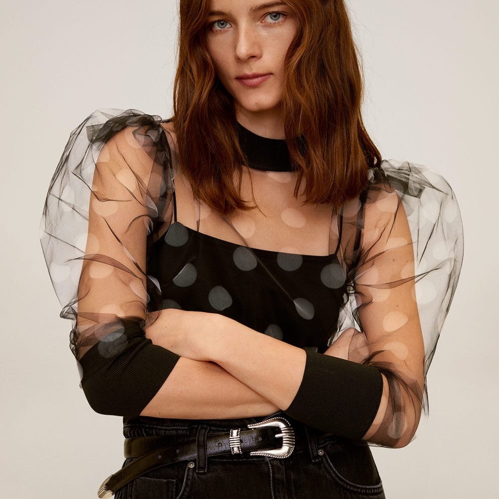 Mango Polka dot tulle shirt